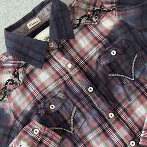 Roar Womens Plaid Tie Dye Western Shirt WW00431 Passion To Embroidery Medium